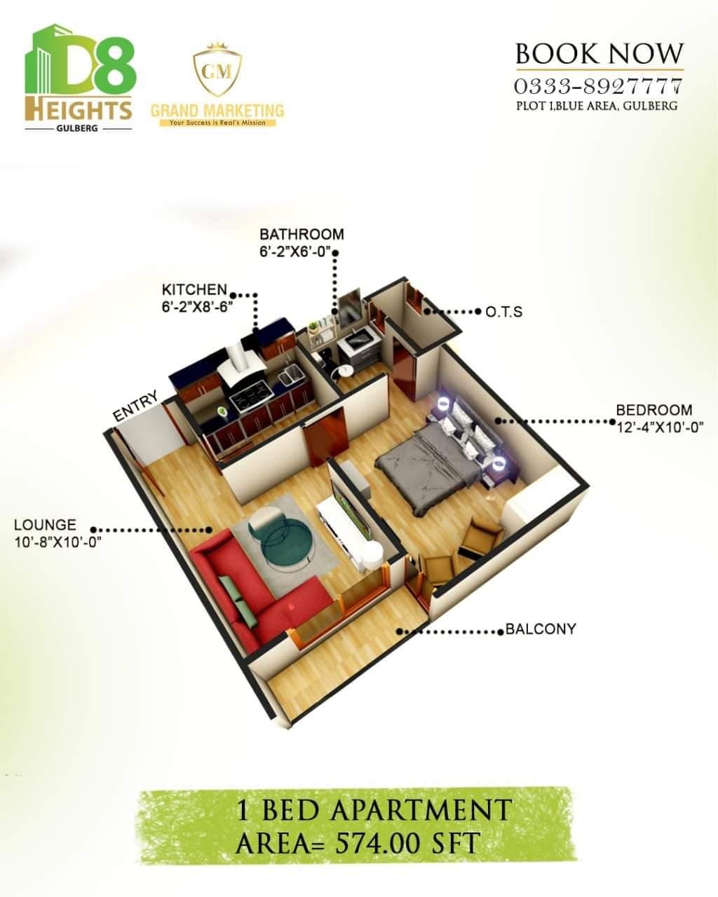 1 Bedroom Apartment D8 Heights Gulberg Islamabad
