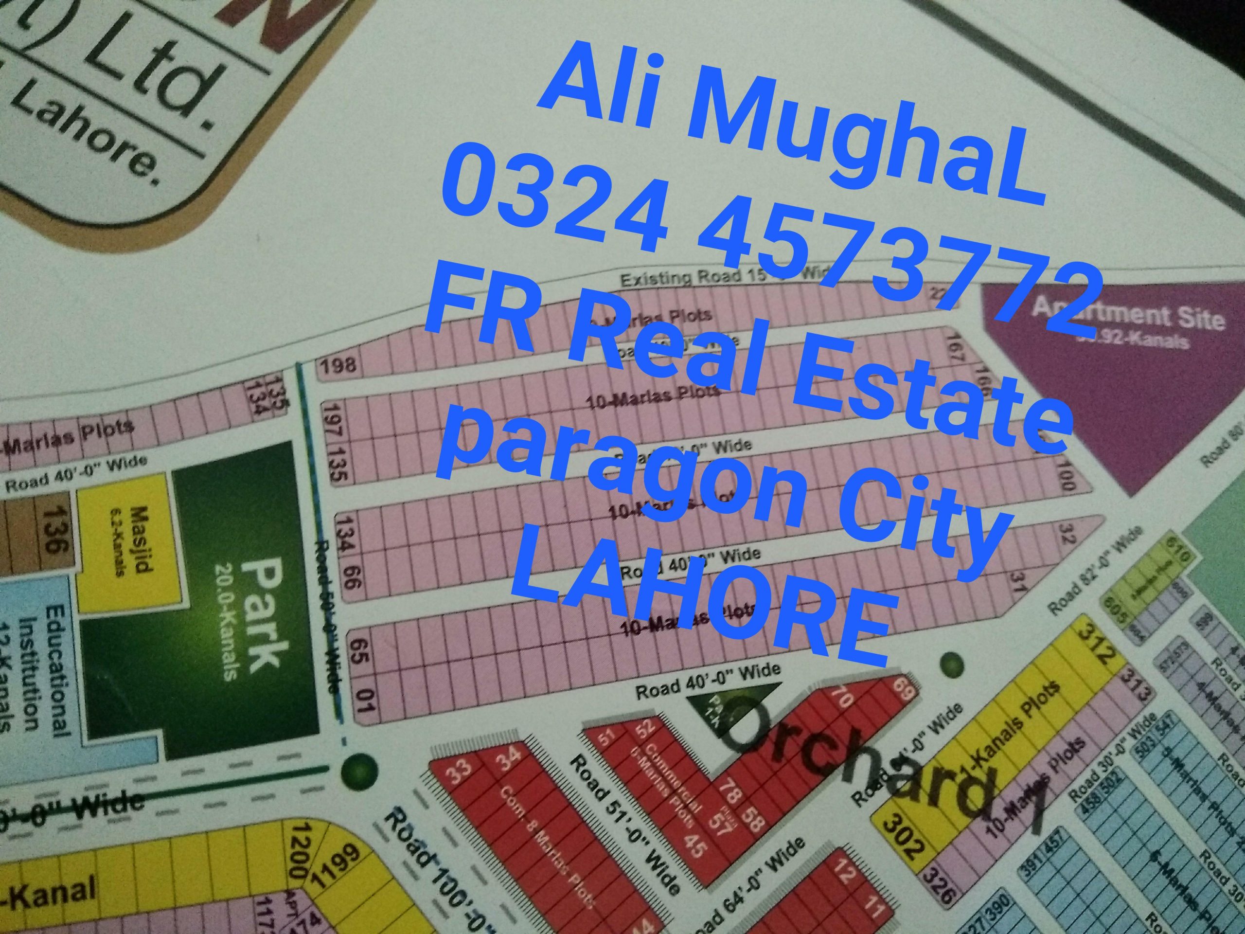 1 KANAL Plot for SALE in Orchard 1 Block Paragon City Lahore