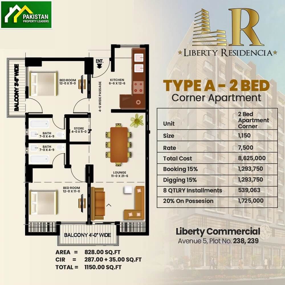 2 Bedroom Apartments Liberty Residencia Bahria Town