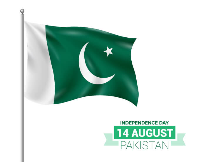 14 August 1947 along with a Pakistan Flag